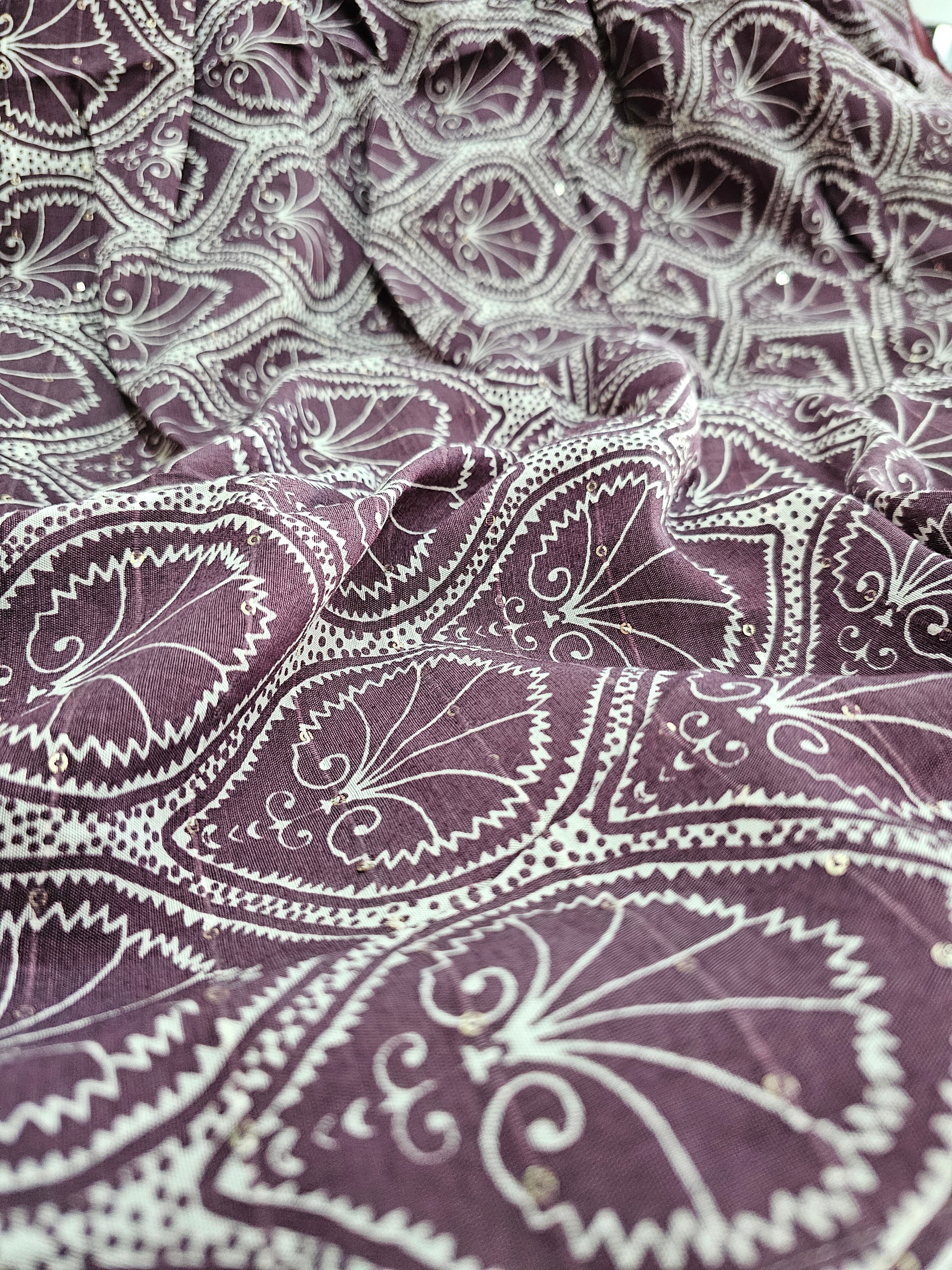 534001 Pure Mul Cotton Ajrakh Print Lehenga With Gota Work - Wine