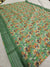 536005 Soft Linen Cotton Flower Print Saree with Zari Weaving Border