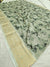 536008 Soft Linen Cotton Flower Print Saree with Zari Weaving Border