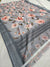 536003 Soft Linen Cotton Flower Print Saree with Zari Weaving Border