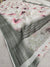 536007 Soft Linen Cotton Flower Print Saree with Zari Weaving Border