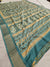 542005 Semi Silk Batik Print Saree With Zari Weaving Border - Teal Green