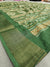 542005 Semi Silk Batik Print Saree With Zari Weaving Border - Green
