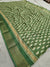 542005 Semi Silk Batik Print Saree With Zari Weaving Border - Green