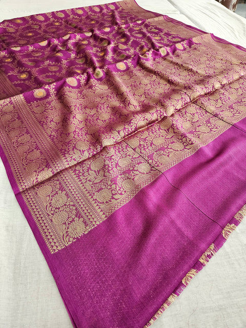 548007 Banarasi Soft Silk Saree with Zari Weaving in All Over Saree - Purple