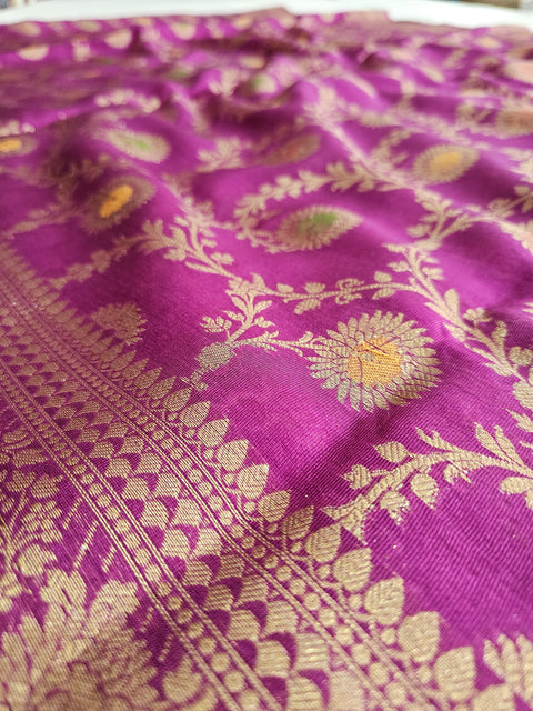548007 Banarasi Soft Silk Saree with Zari Weaving in All Over Saree - Purple