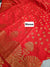 548005 Banarasi Red Soft Silk Saree with Flat Zari Weaving All Over Saree