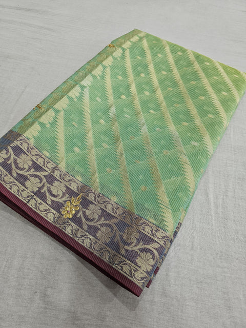 550006 Banarasi Pure Cotton Saree With Zari Weaving and Gota Patti Work