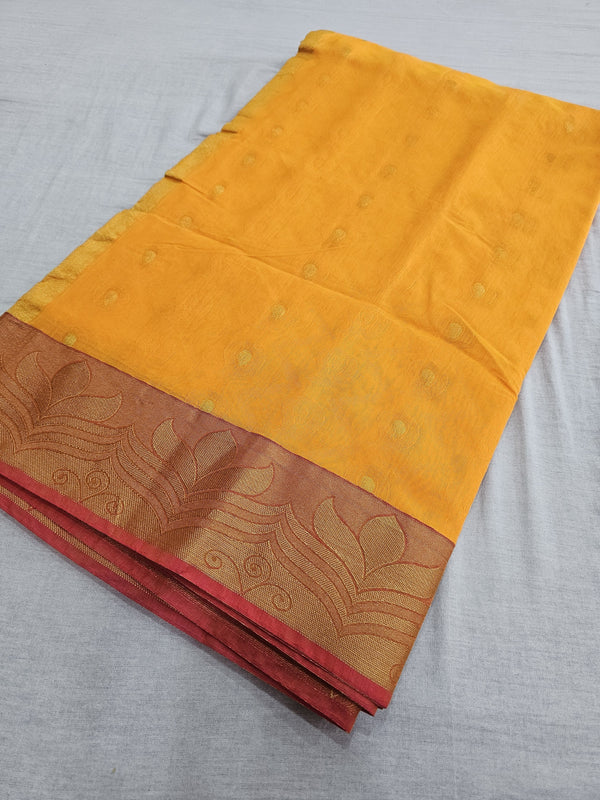 550007 Banarasi Pure Cotton Saree With Zari Weaving