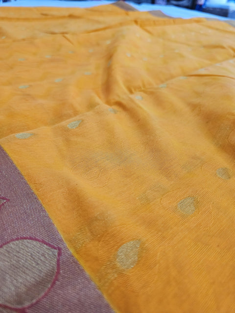 550007 Banarasi Pure Cotton Saree With Zari Weaving