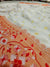552003 Red And White Banarasi Soft Silk Saree With Zari Weaving