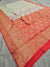 552006 Red And White Banarasi Soft Silk Saree With Zari Weaving
