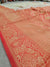 552006 Red And White Banarasi Soft Silk Saree With Zari Weaving