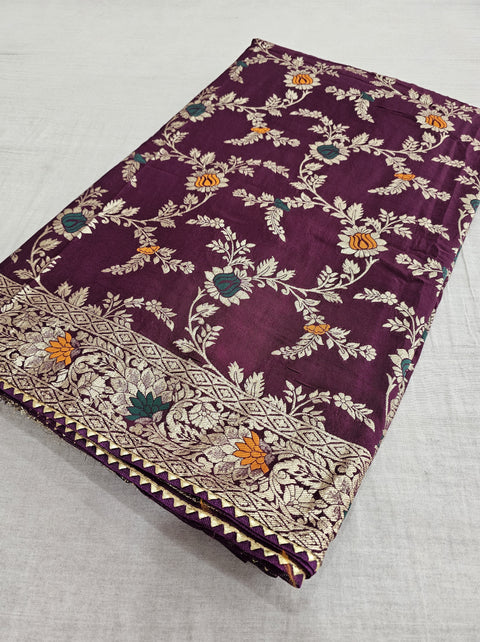 555002 Banarasi Soft Silk Saree With Zari Weaving - Purple