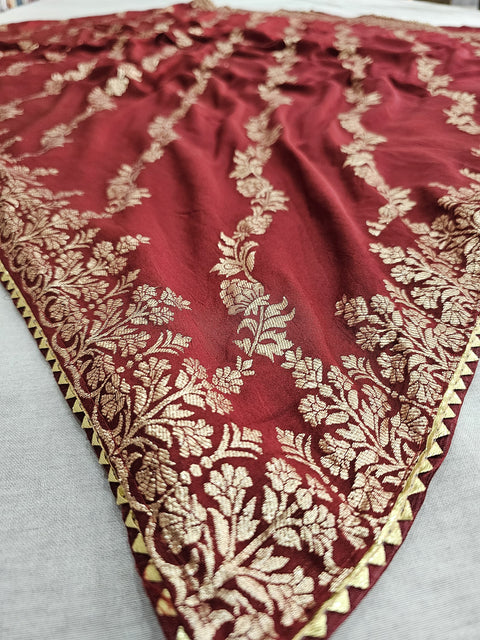 555001 Banarasi Soft Silk Saree With Zari Weaving - Maroon