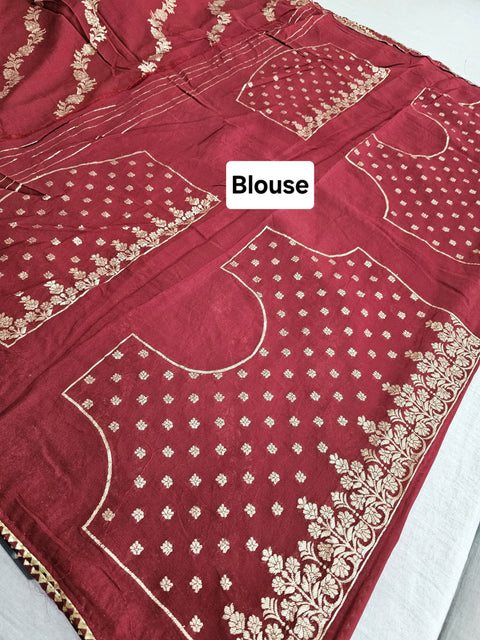 555001 Banarasi Soft Silk Saree With Zari Weaving - Maroon