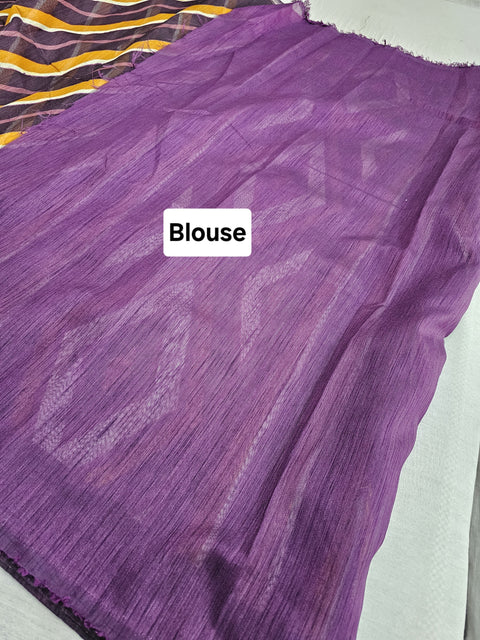 561004 Soft Cotton Lehariya Saree - Purple