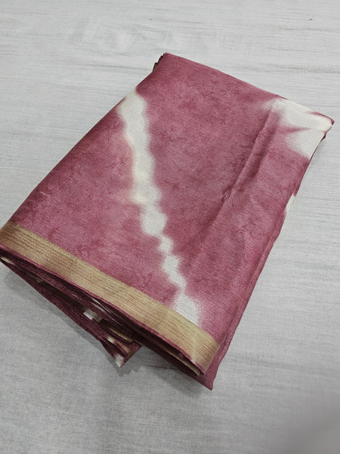 561005 Soft Cotton Tie And Dye Saree - Onion Pink