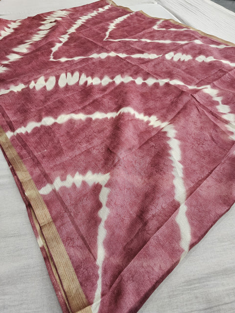 561005 Soft Cotton Tie And Dye Saree - Onion Pink