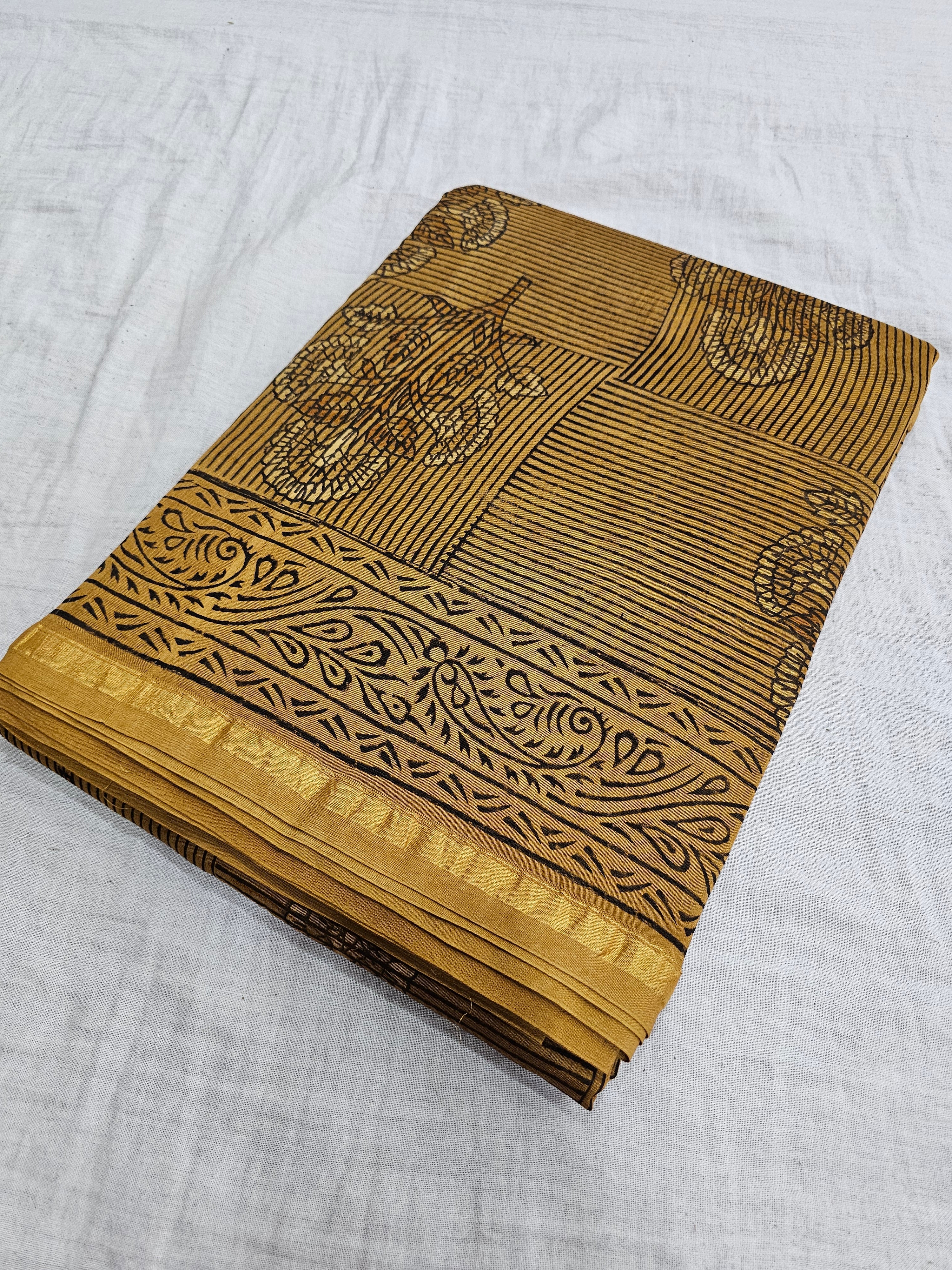 581009 Pure Chanderi Silk  Hand blocked Printed Saree