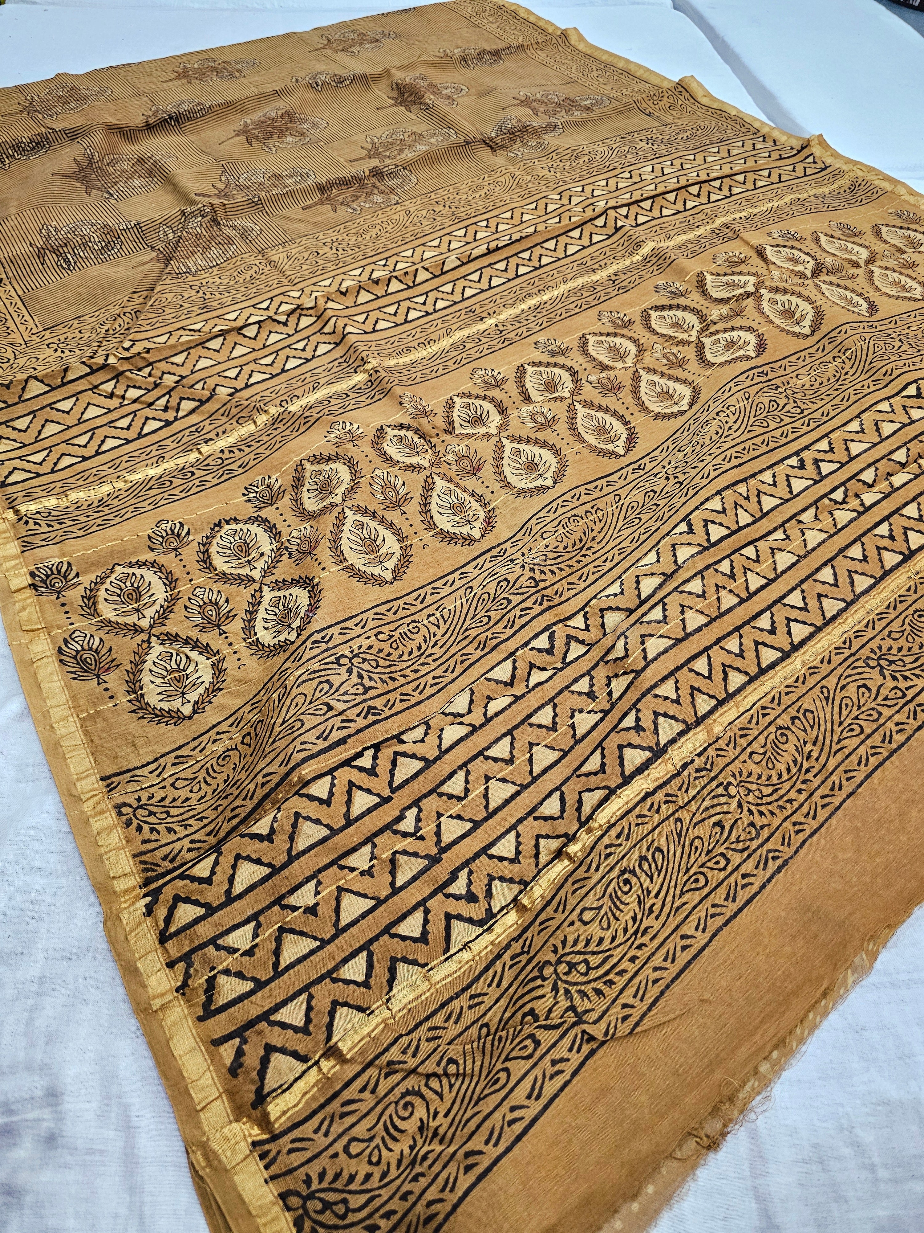 581009 Pure Chanderi Silk  Hand blocked Printed Saree