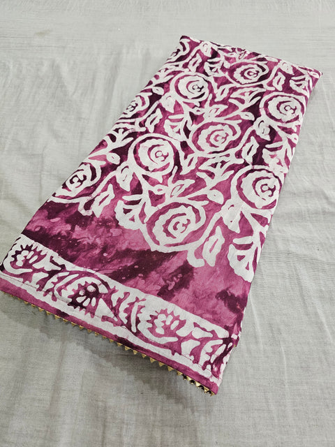 593007 Pure Soft Cotton Batik Printed Saree - purple