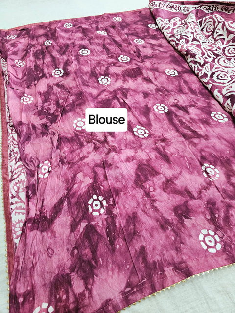 593007 Pure Soft Cotton Batik Printed Saree - purple