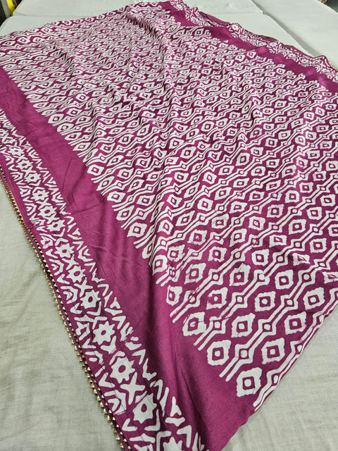 593001 Pure Soft Cotton Batik Printed Saree - wine