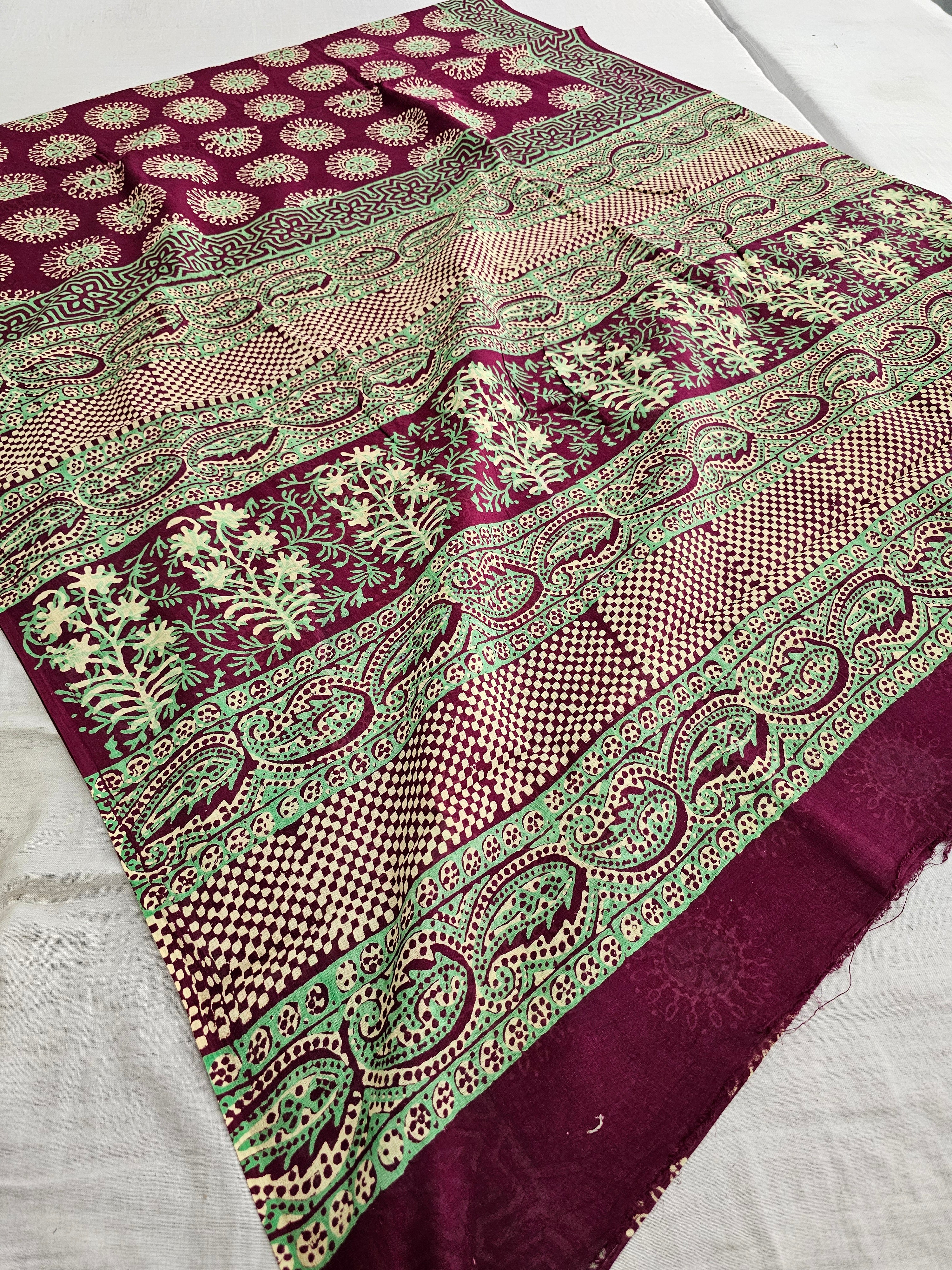 597004 Pure Cotton hand block Printed Saree