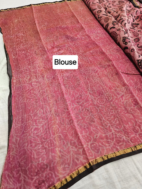 598007 Pure Chanderi Silk Original Ajrakh Hand Blocked Printed Saree