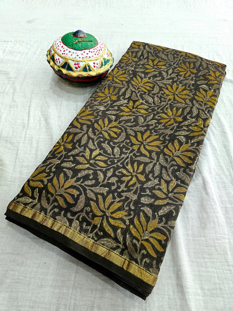 598011 Pure Chanderi Silk Original Ajrakh Hand Blocked Printed Saree