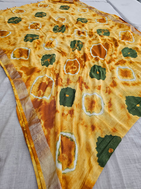 603002 Pure Linen Cotton Handblocked Printed Saree