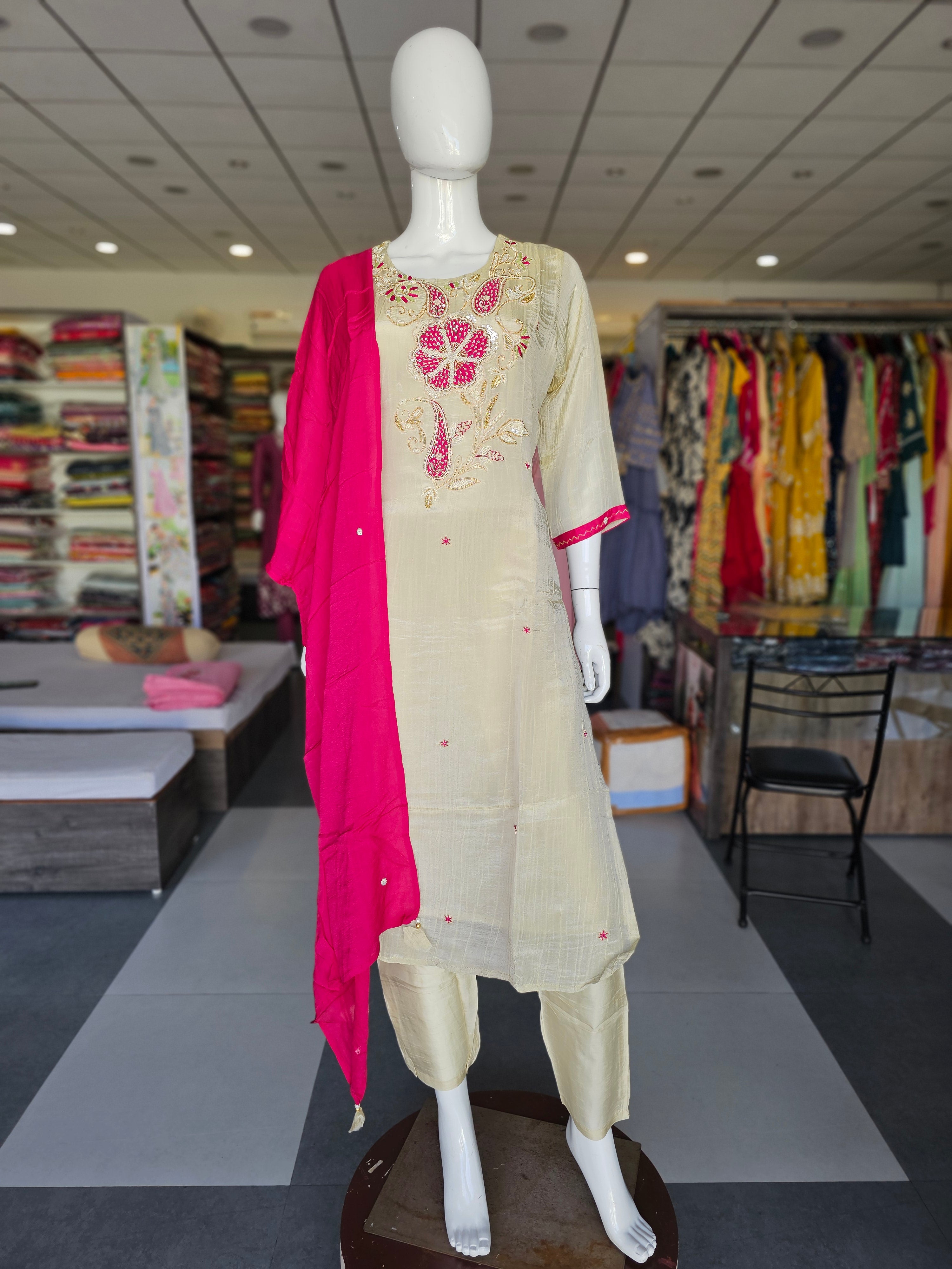 1988 Premium Tissue Silk Kurti with Dupatta