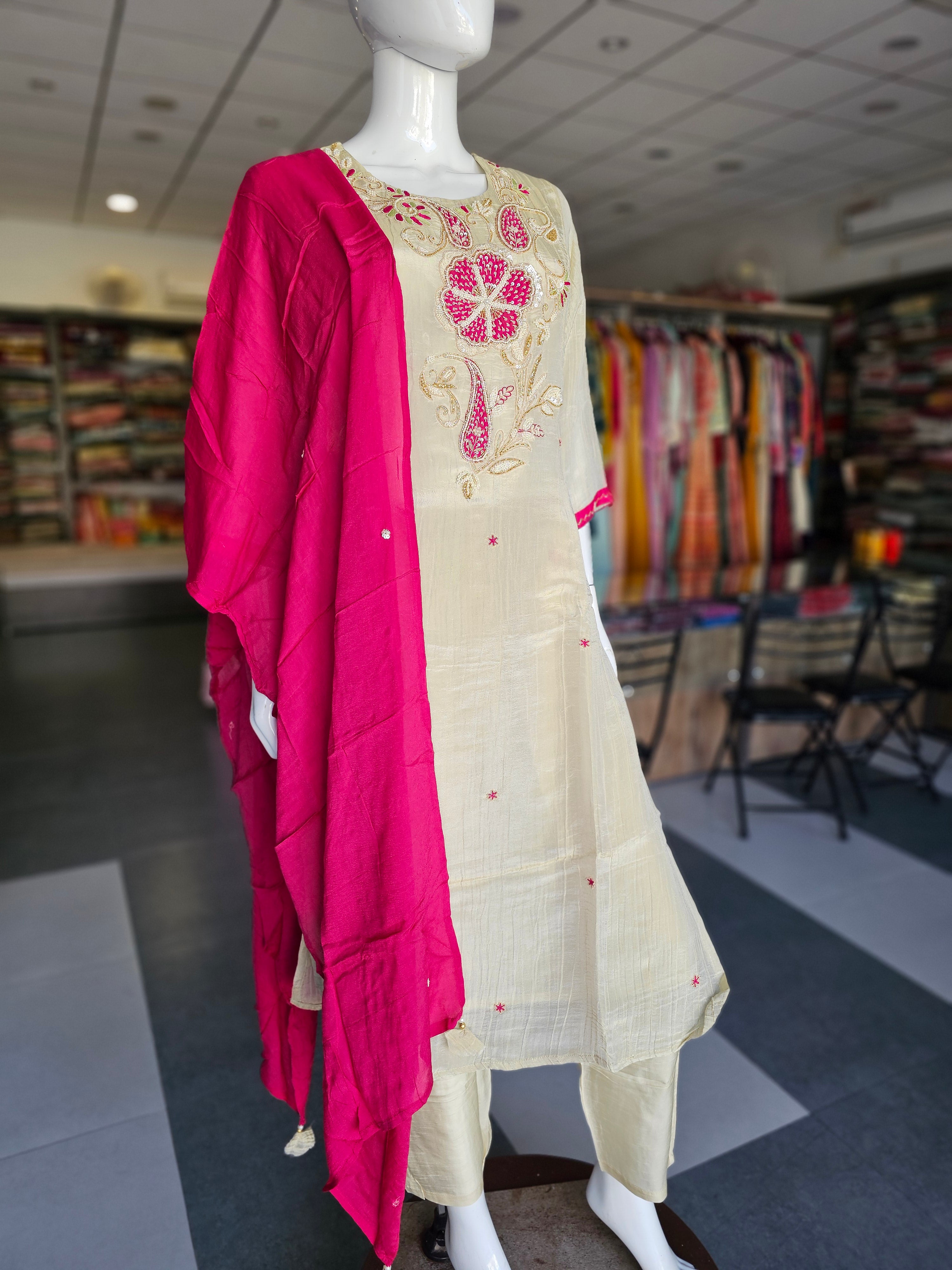 1988 Premium Tissue Silk Kurti with Dupatta