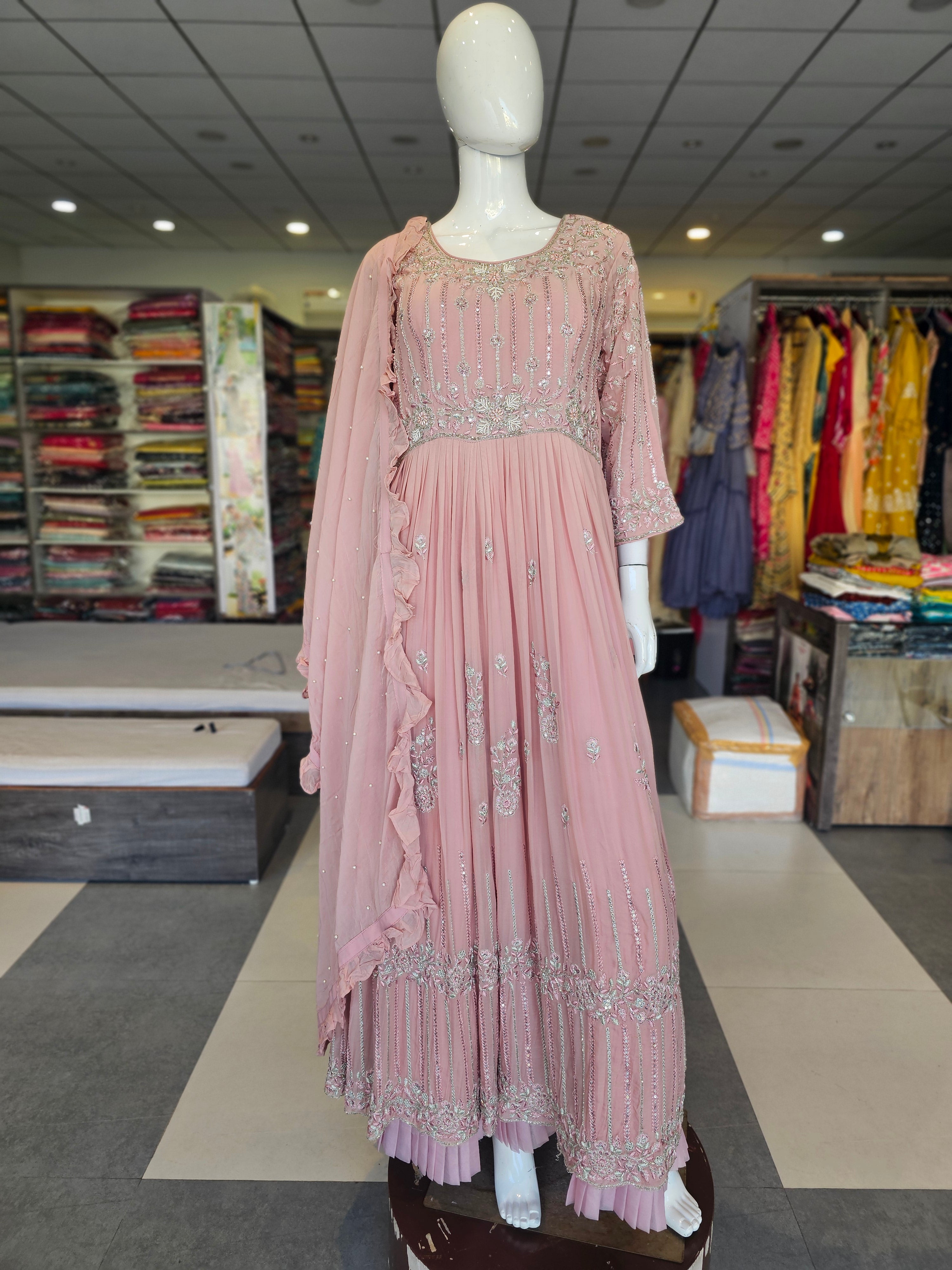 0359 Premium Georgette Gown with beautiful Dupatta