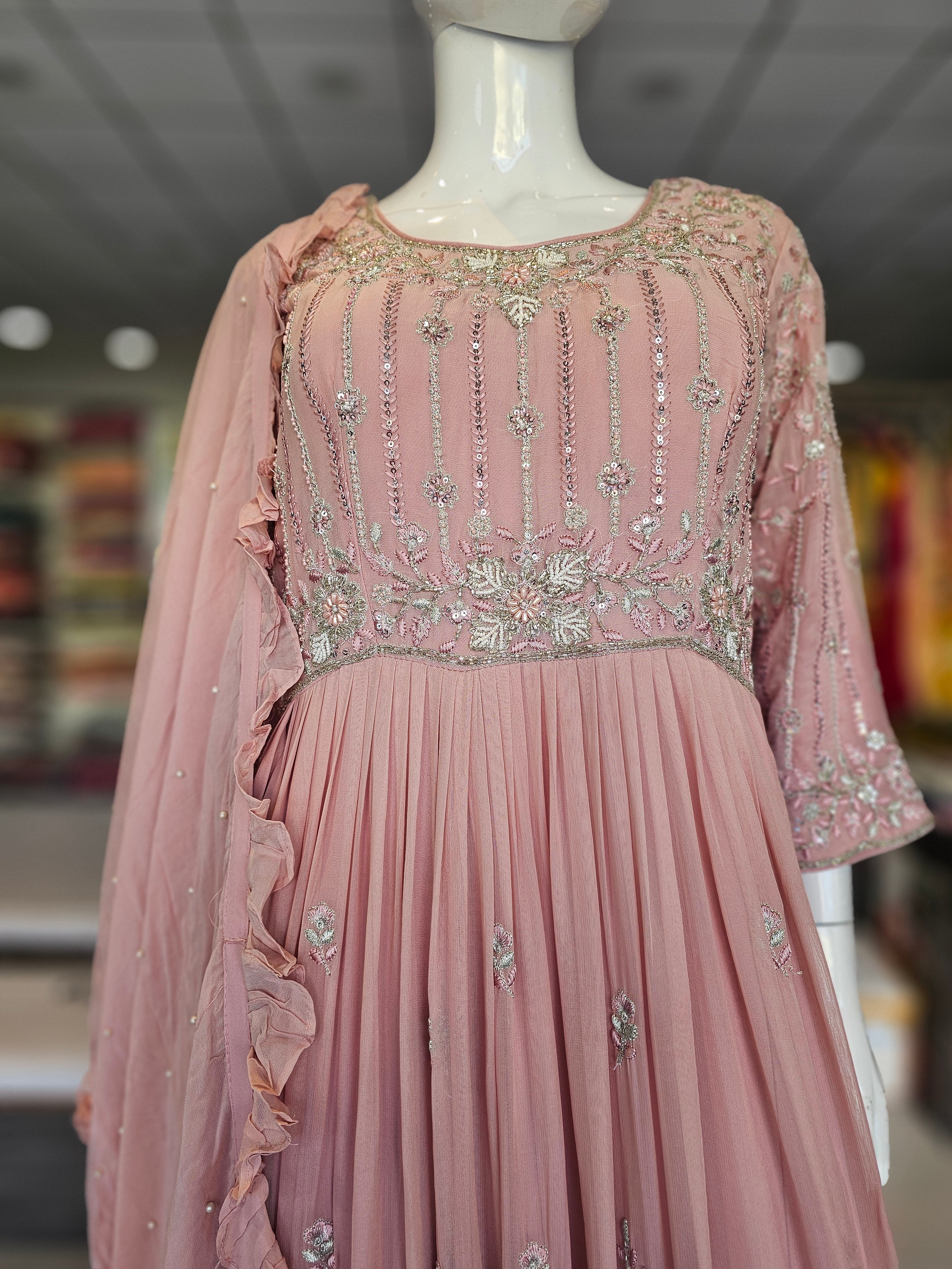 0359 Premium Georgette Gown with beautiful Dupatta