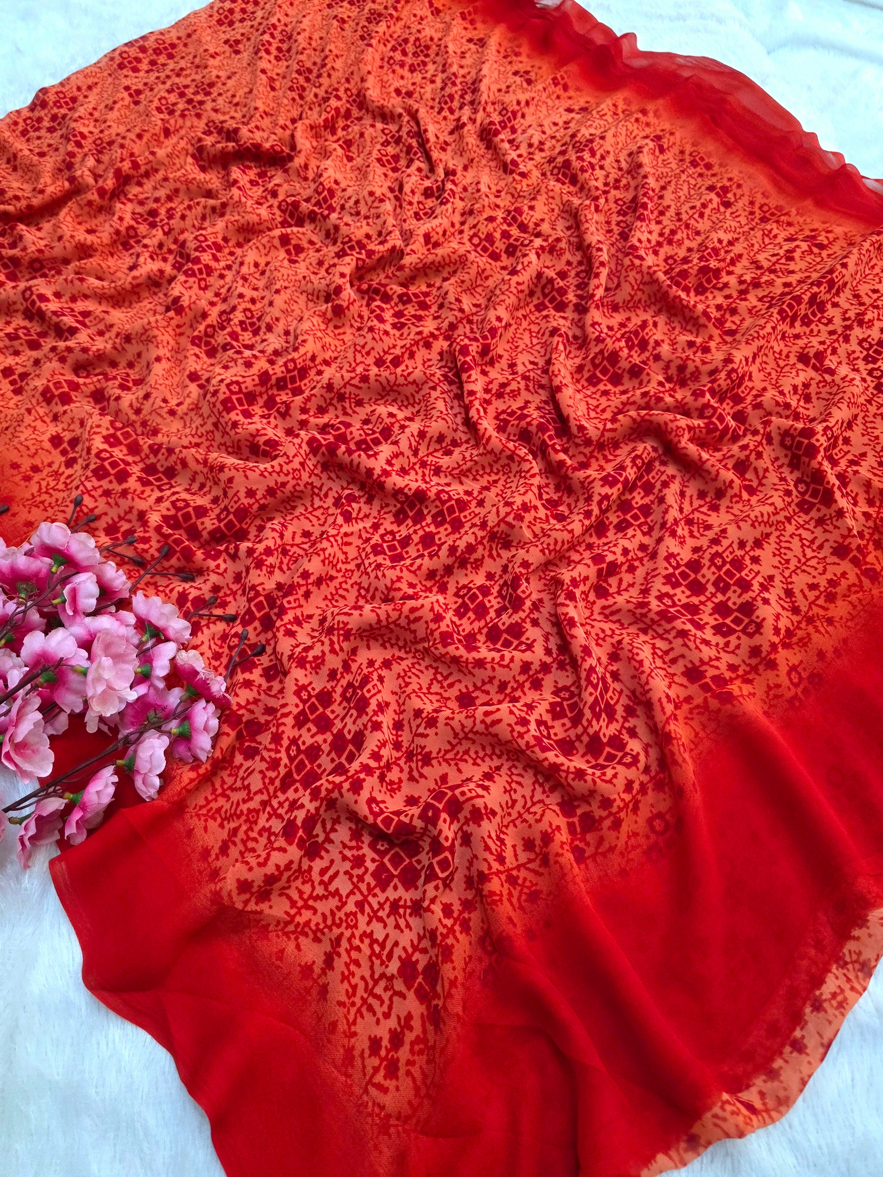 698008 फ्लावर प्रिंट इटैलियन क्रेप सिल्क साड़ी 