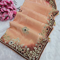 815004 Elegant Pure Simar Silk Hand Embroidered Pearl and Cutdana Dual Dye Saree (8405)