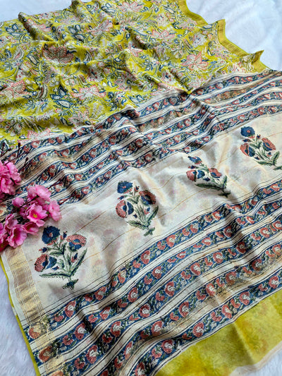 578010 शुद्ध माहेश्वरी कॉटन सिल्क हैंडब्लॉक प्रिंटेड साड़ी 