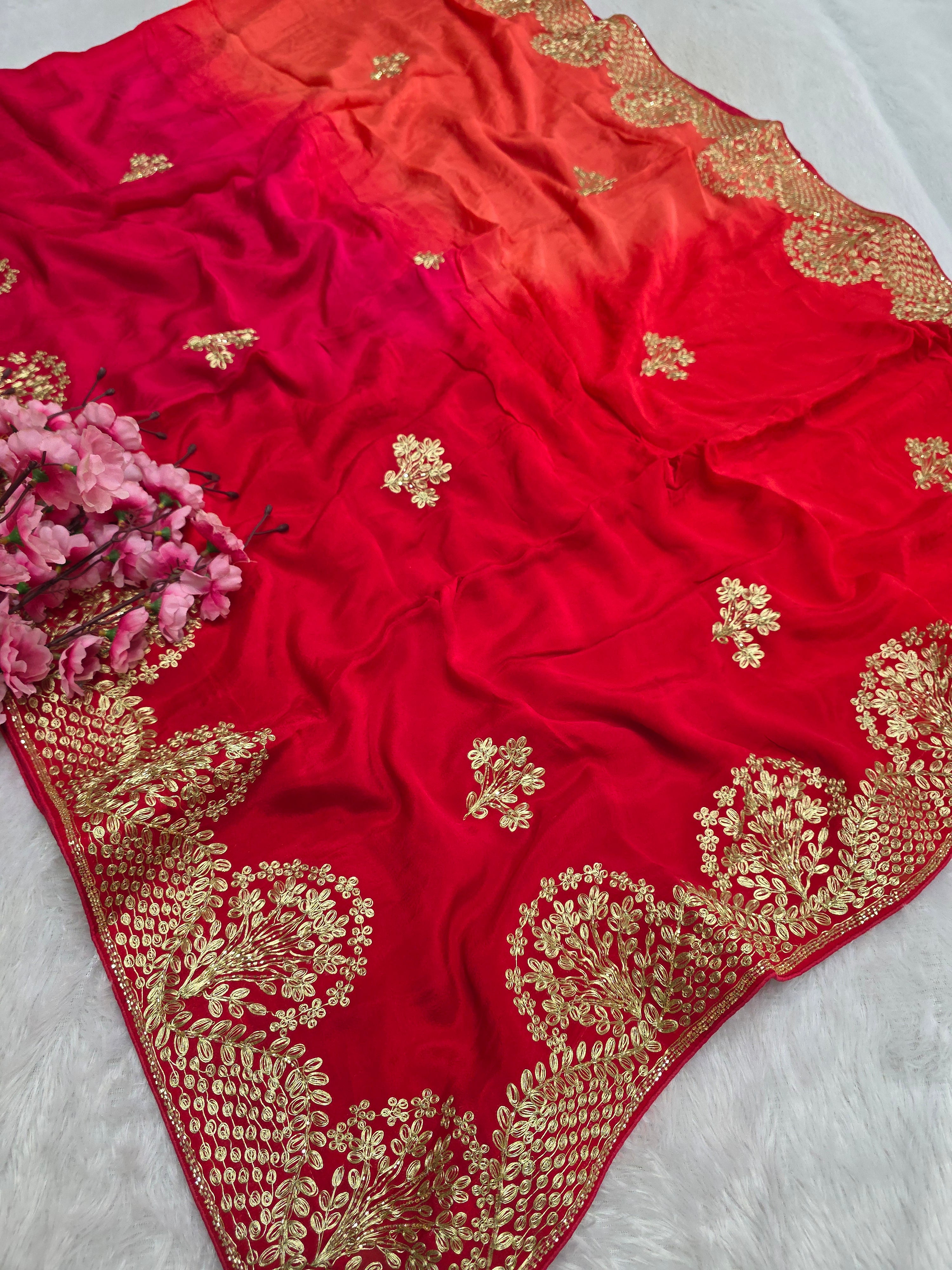 820008 Designer Pita Work Multi Shaded Pure Crepe Silk Designer Special Saree