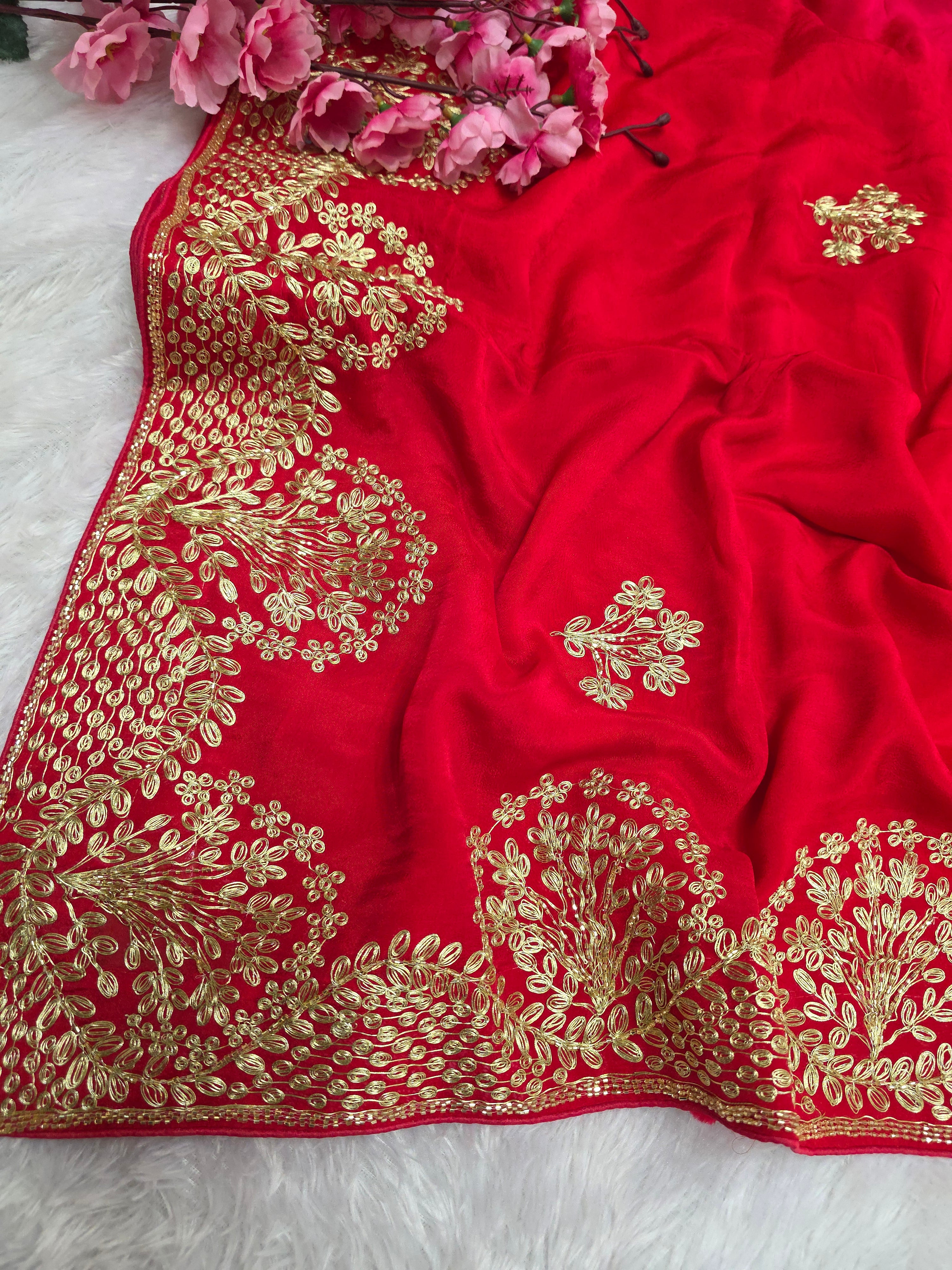 820008 Designer Pita Work Multi Shaded Pure Crepe Silk Designer Special Saree