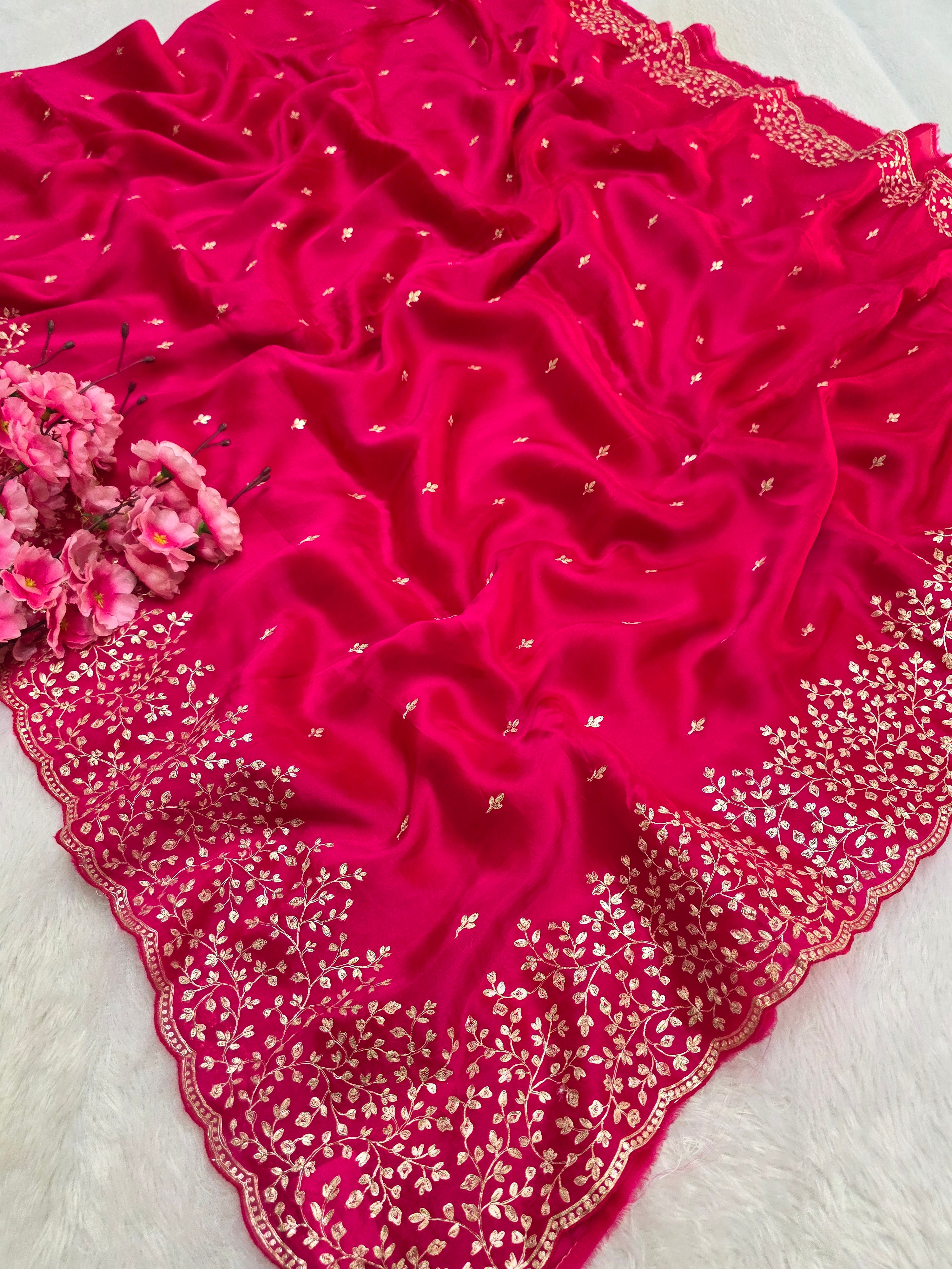 820003 Designer Hand Small Pita Work Crepe Silk Designer Special Saree