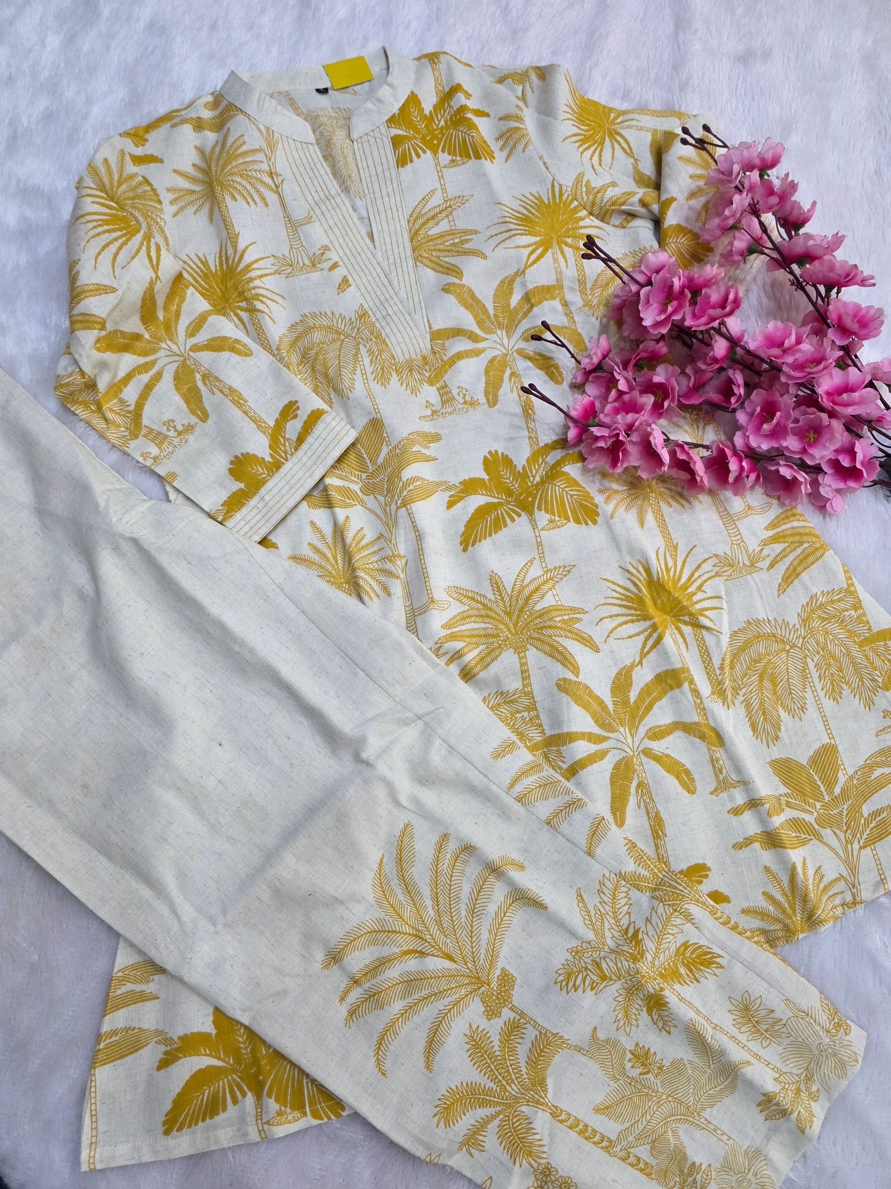 12151 Pure Natural Cotton Hand Printed Co-Ord Set