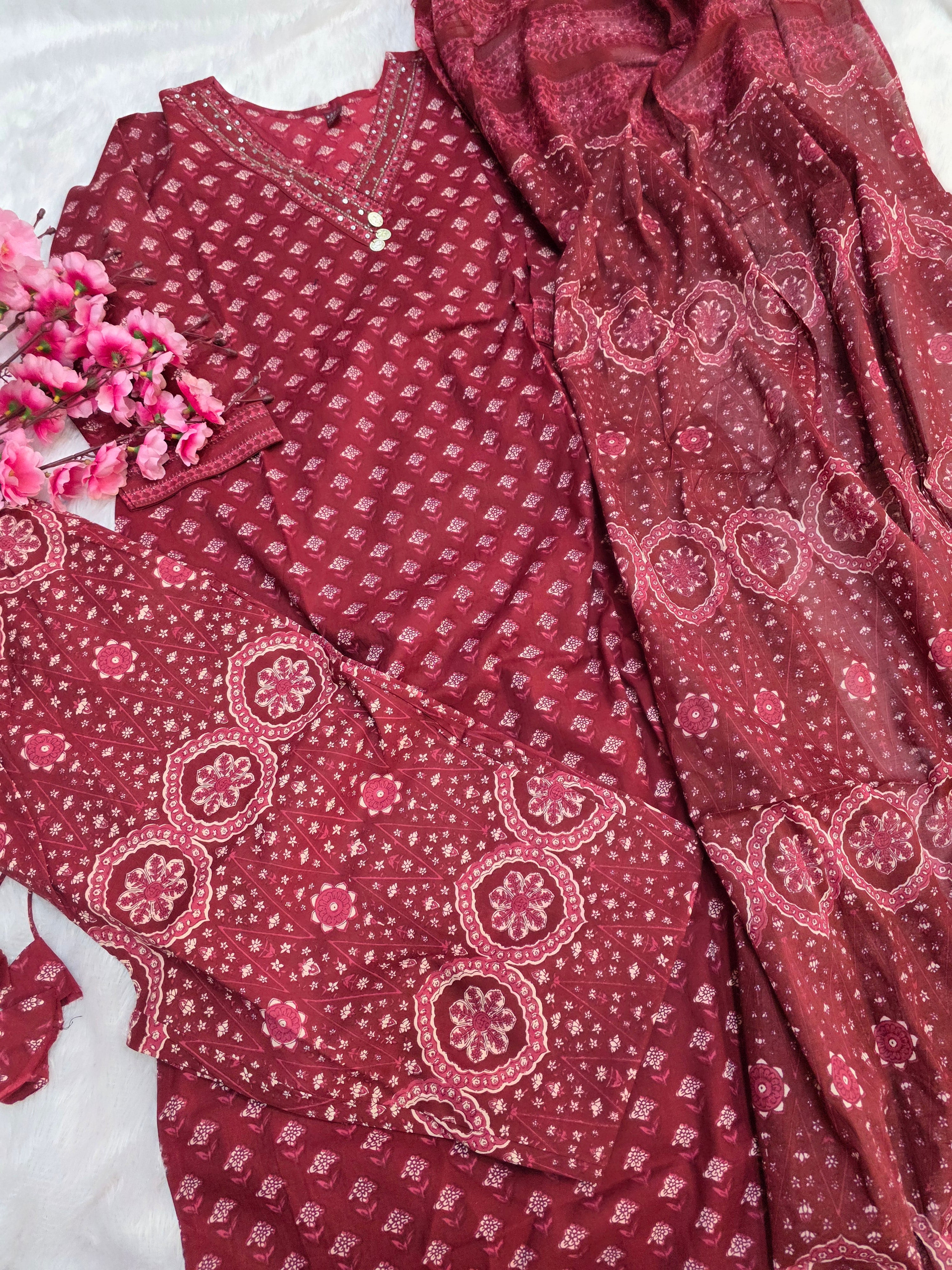 12154 Pure Malmal Cotton Designer Kurti With Dupatta Pant