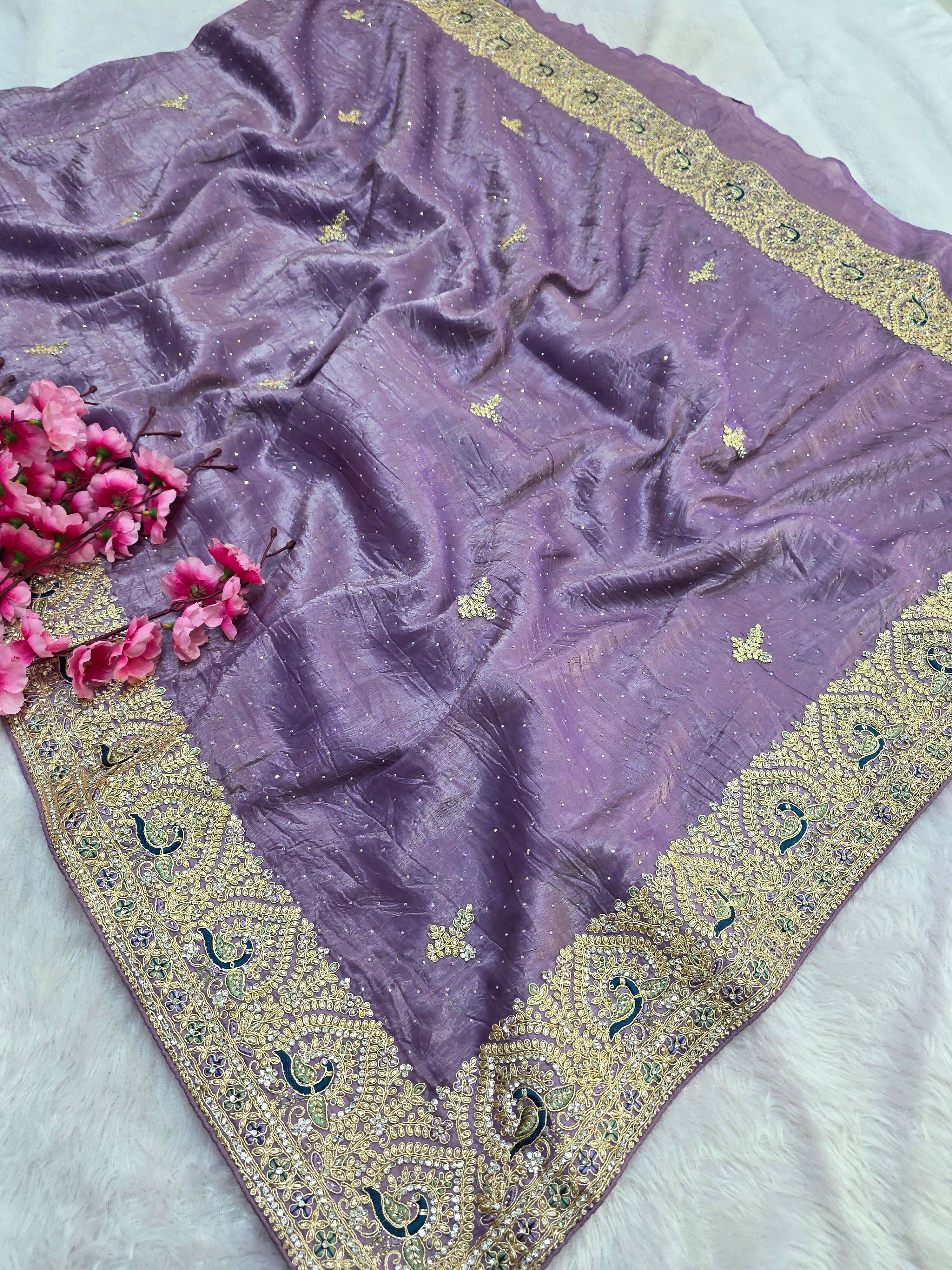 828006 Designer Purple Shade Light Weight Heavy Looking Saree