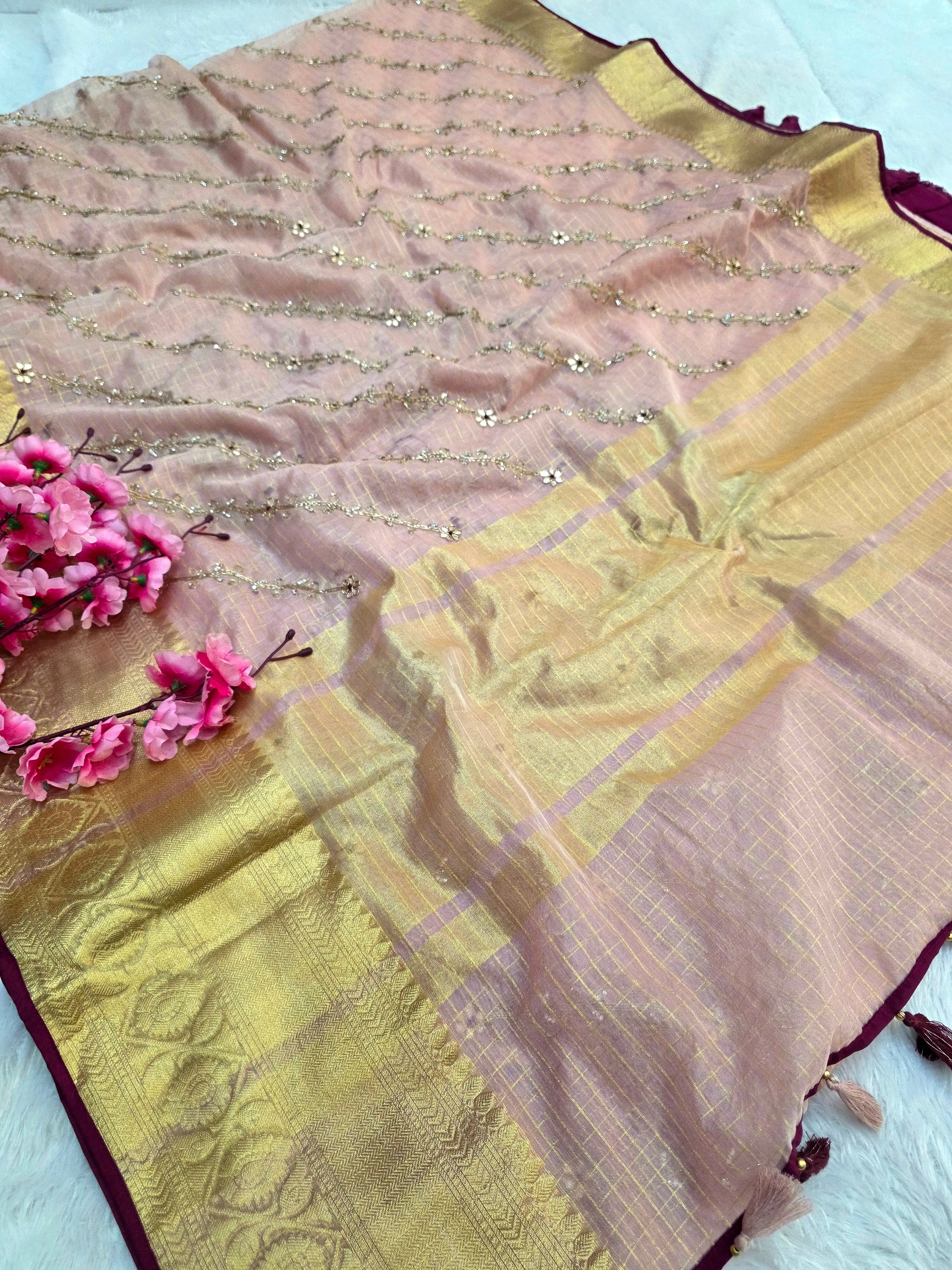 828003 Pure Organza Saree with Designer Hand Work (138003)
