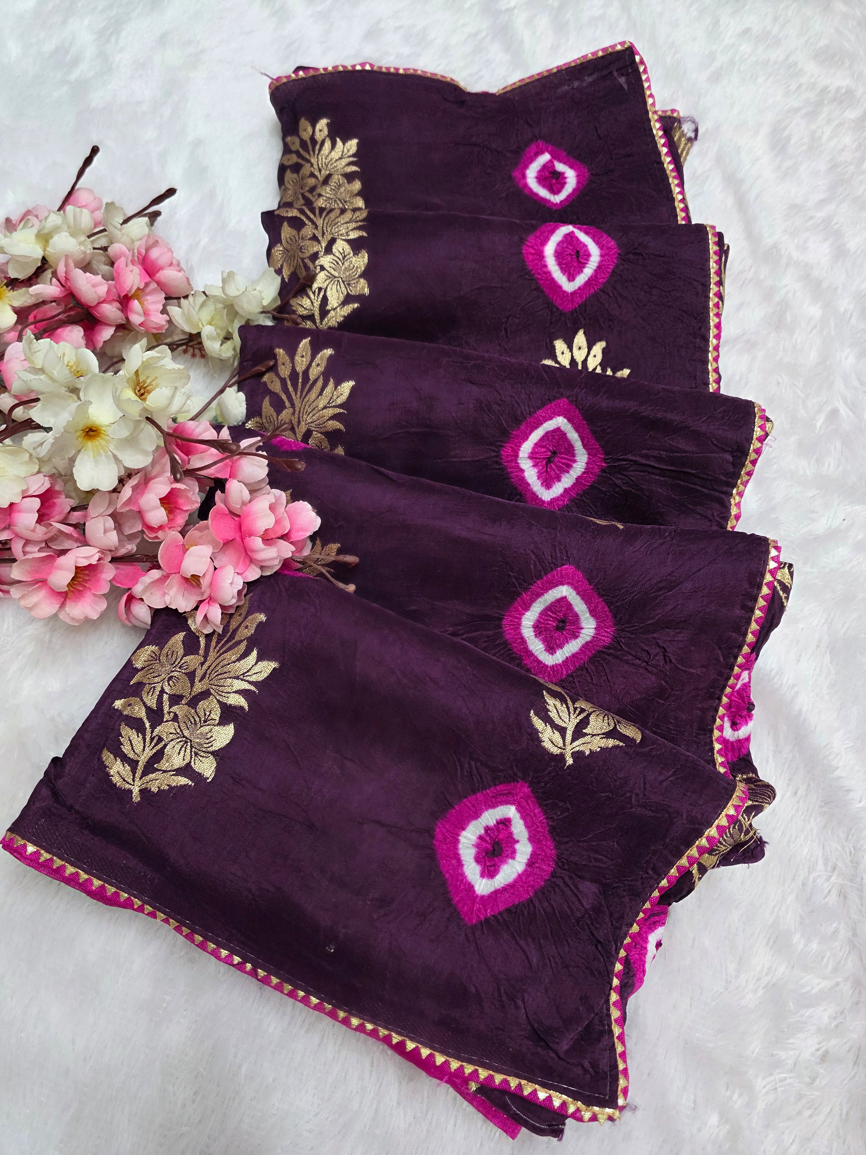 114005 Banarasi Bandhani Party Wear Saree - Purple