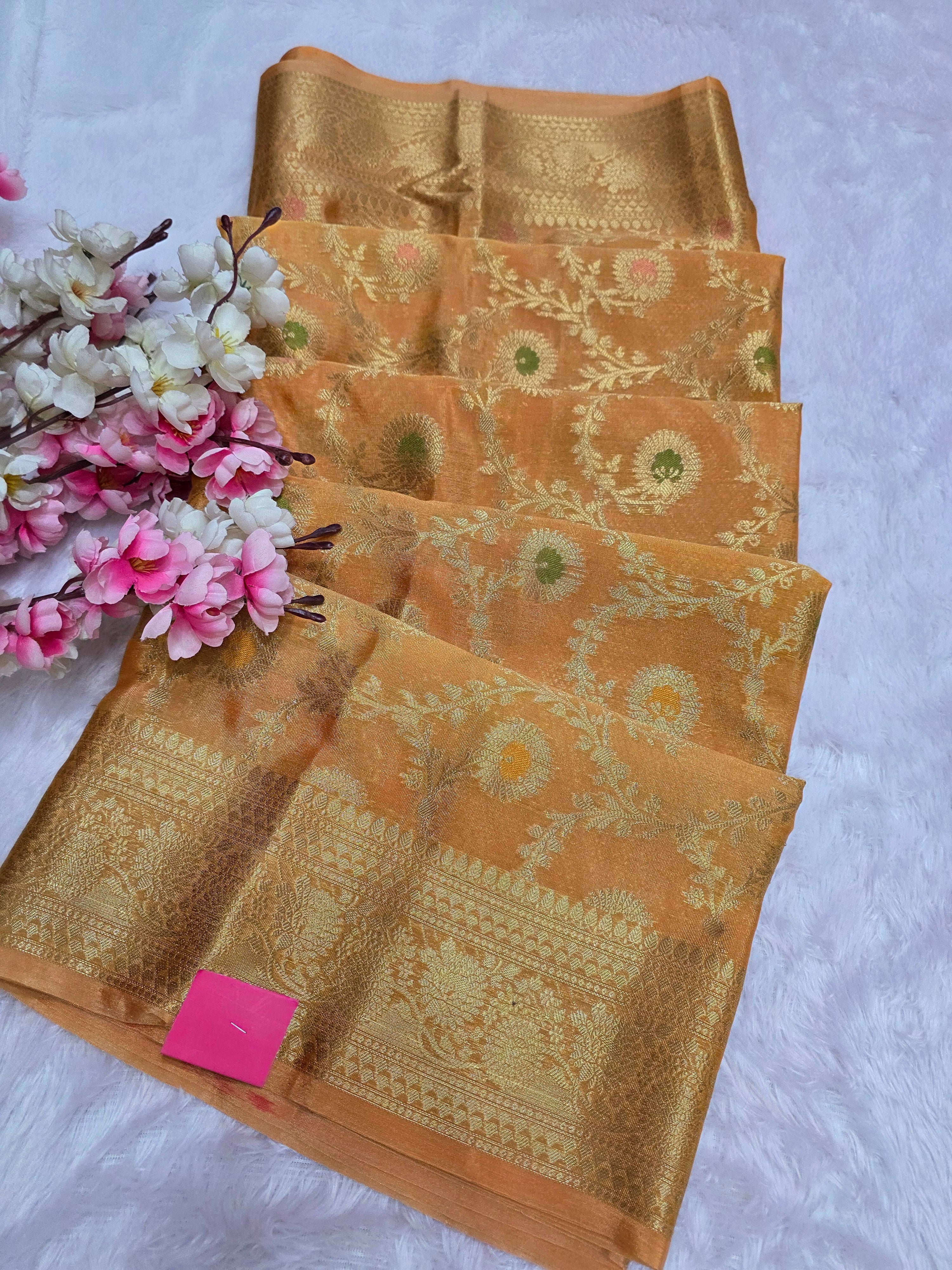 548007 Banarasi Soft Silk Saree with Zari Weaving in All Over Saree