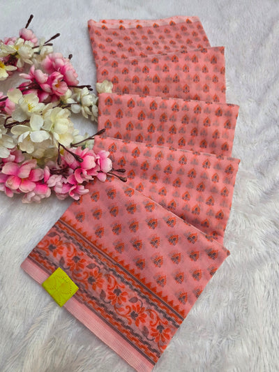 485002 सुपरनेट फ्लावर प्रिंट साड़ी - गहरा गुलाबी