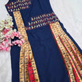 864008 Divyanshi Brand Designer Straight Kurti with Sleaves Inside - Blue